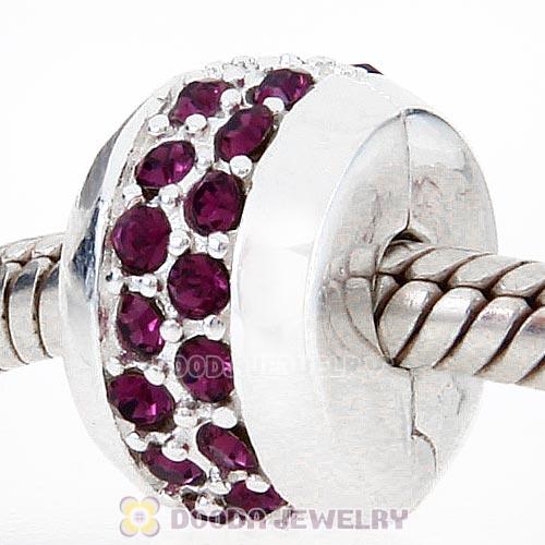 Sterling Silver Clip Beads with Amethyst Austrian Crystal European Style