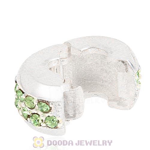 Sterling Silver Clip Beads with Peridot Austrian Crystal European Style