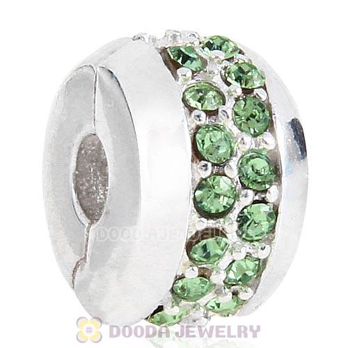 Sterling Silver Clip Beads with Peridot Austrian Crystal European Style