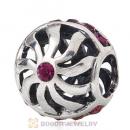 Sterling Silver Blaze Charm Beads with Amethyst Austrian Crystal Wholesale