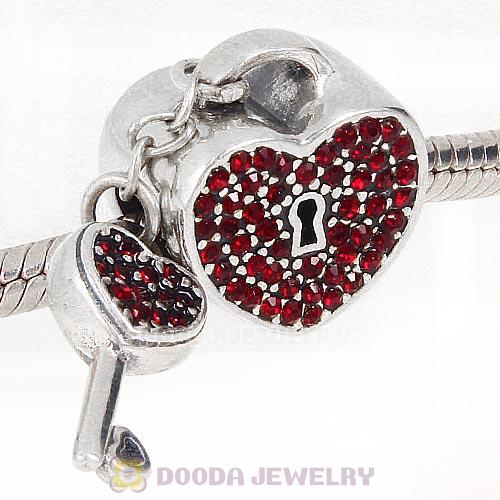Sterling Silver Locks of Love Charm with Siam Austrian Crystal