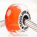 High Grade SOULOVE Orange Faceted Glass Beads 925 Silver Core with Screw Thread