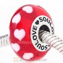 High Grade Hearts SOULOVE Glass Beads 925 Silver Core with Screw Thread