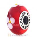 High Grade SOULOVE Flower Glass Beads 925 Silver Core with Screw Thread