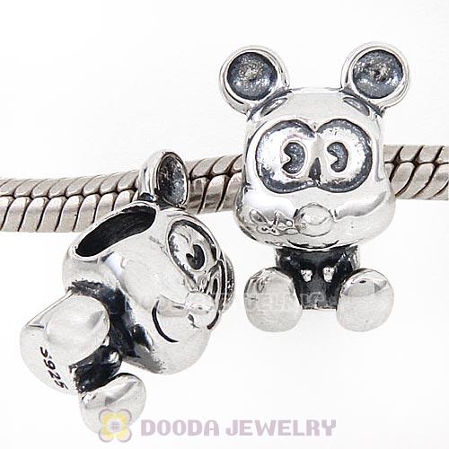 Sterling Silver Mickey Mouse Charm Beads for European Charm Bracelets