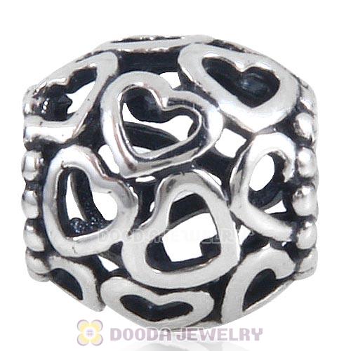 European Style Sterling Silver Delicate Hearts Hollow Beads Wholesale