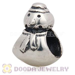 Solid Sterling Silver European Style Christmas Snowman Beads and Charms