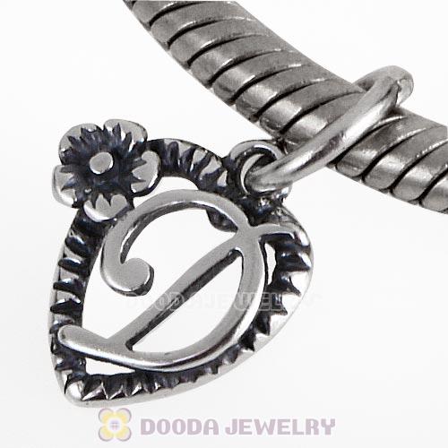 New Style Authentic Sterling Silver Heart Dangle Letter D Beads