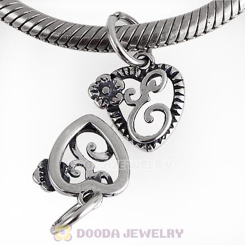 New Style Authentic Sterling Silver Heart Dangle Letter F Beads