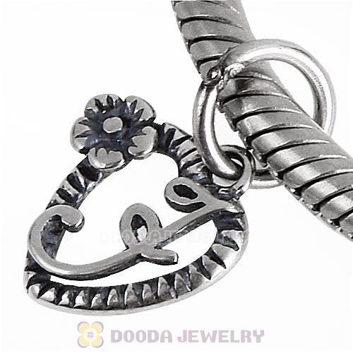 New Style Authentic Sterling Silver Heart Dangle Letter J Beads
