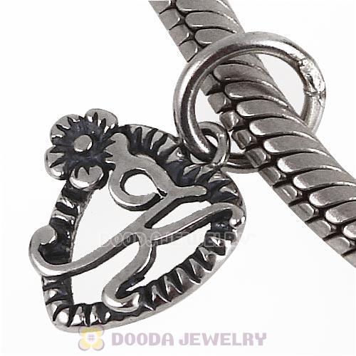 New Style Authentic Sterling Silver Heart Dangle Letter K Beads