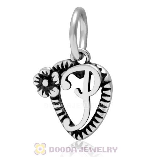 New Style Authentic Sterling Silver Heart Dangle Letter P Beads