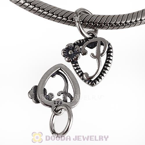 New Style Authentic Sterling Silver Heart Dangle Letter P Beads