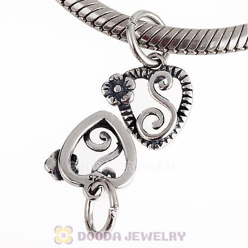 New Style Authentic Sterling Silver Heart Dangle Letter S Beads