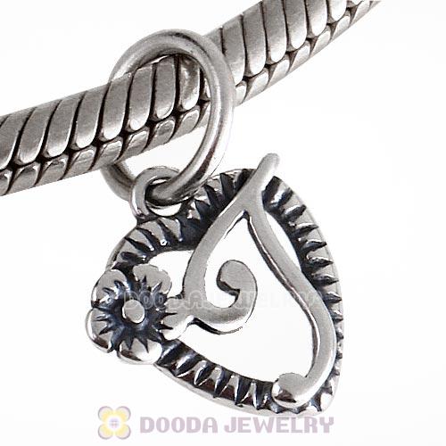 New Style Authentic Sterling Silver Heart Dangle Letter T Beads