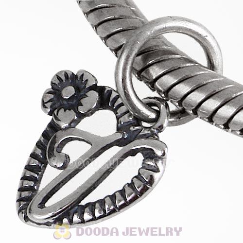 New Style Authentic Sterling Silver Heart Dangle Letter V Beads