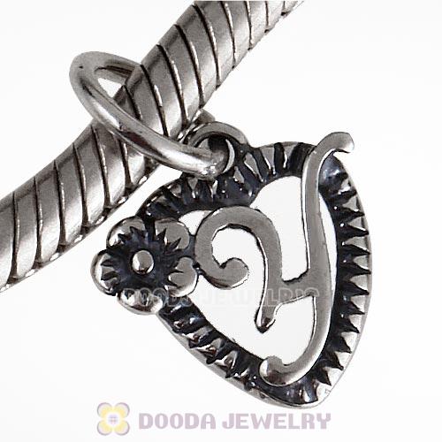 New Style Authentic Sterling Silver Heart Dangle Letter Y Beads