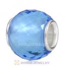 European Style Petite Facets with Light Sapphire Quartz Glass Beads with Sterling Silver Single Core