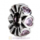 European Style Sterling Silver Space in My Heart with Pink CZ Stone Beads