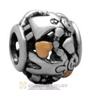 Family Forever Charm Antique Sterling Silver gold plated hearts Bead with Screw Thread
