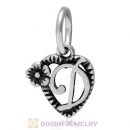 New Style Authentic Sterling Silver Heart Dangle Letter D Beads