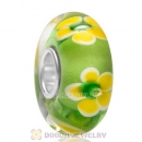 Flower Style Top Class European Glass Beads with 925 Silver Single Core