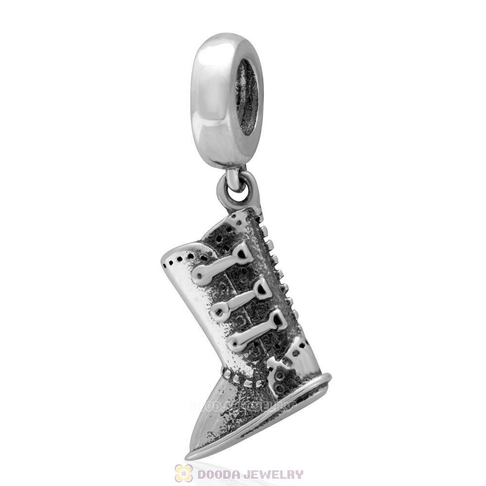 Antique Sterling Silver Equestrian Horse Riding Boot Dangle Charm