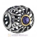Sterling and Gold Plated Vintage Allure Beads with Tanzanite Austrian Crystal