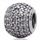 925 Sterling Silver Clear Pave Lights with Clear CZ Bead and Charm