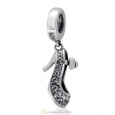 Sterling Silver Clear Pave High Heel Dangle Bead with Clear Austrian Crystal