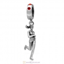 Sterling Silver Lady Runner Dangling Bead with Hyacinth Austrian Crystal