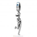 Sterling Silver Lady Runner Dangling Bead with Aquamarine Austrian Crystal