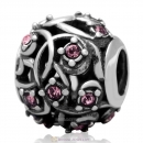 European Style Sterling Silver Lt Rose Austrian Crystal Bead