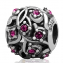 European Style Sterling Silver Fuchsia Austrian Crystal Bead