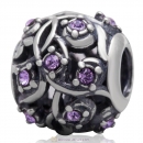 European Style Sterling Silver Violet Austrian Crystal Bead