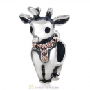 Antique Sterling Silver Reindeer Bead with Light Peach Australian Crystal
