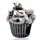 925 Sterling Silver Sweet Fruit Cupcake Charm Bead with Lt Siam Australian Crystal