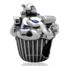925 Sterling Silver Sweet Fruit Cupcake Charm Bead with Sapphire Australian Crystal