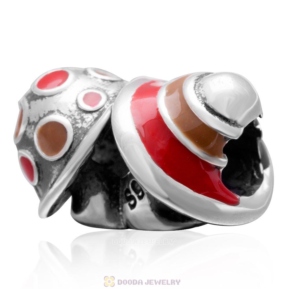 Forest Mushroom Bead 925 Sterling Silver with Enamel 