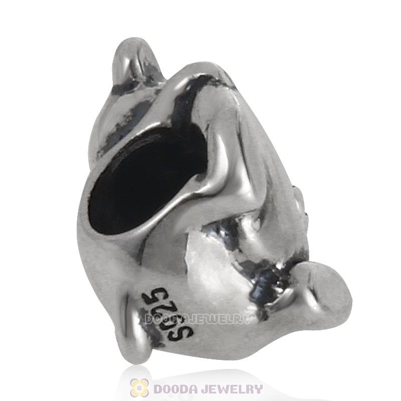 Bear Hug Heart Charm 925 Sterling Silver with Tanzanite Austrian Crystal
