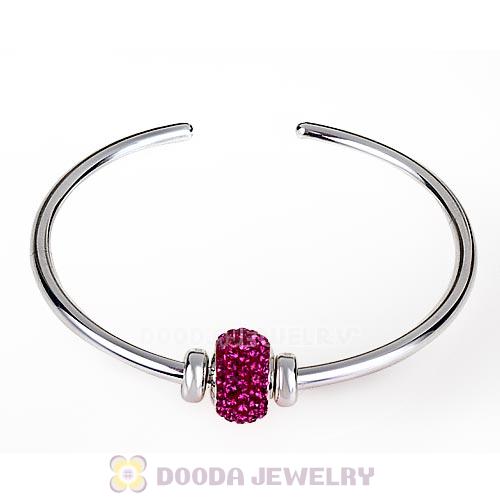 18cm 925 Sterling Silver European Style Bangle with 2 Stopper Beads