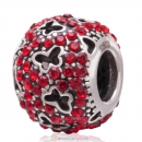 Fluttering Butterflies Charm 925 Sterling Silver Bead with Lt Siam Pave Australian Crystal