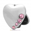 Heart to Heart Charm 925 Sterling Silver with Lt Rose Australian Crystal
