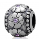 European Style Flower Charm Antique Sterling Silver with Violet Australian Crystal