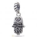 Religion Faith Hamsa Dangle Charm 925 Sterling Silver with Tanzanite Crystal