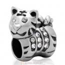 Little Tiger Charm 925 Sterling Silver with Clear Australian Crystal
