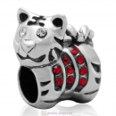 Little Tiger Charm 925 Sterling Silver with Lt Siam Australian Crystal