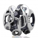 925 Sterling Silver Twist Charm Bead with Clear Australian Crystal