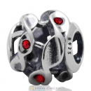 925 Sterling Silver Twist Charm Bead with Lt Siam Australian Crystal