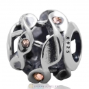 925 Sterling Silver Twist Charm Bead with Light Peach Australian Crystal